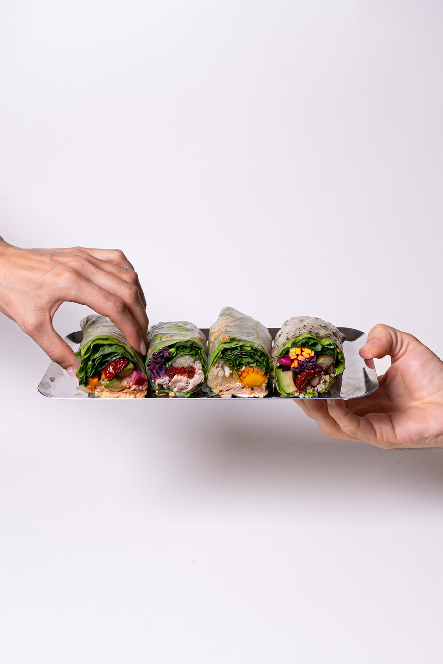 Wraps on a tray